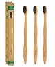 Dr. Odin Bamboo Toothbrush 100% Biodegradable Natural, Eco-Friendly, Compostable, Vegan & Reusable Bamboo Toothbrush Black -Pack of 3