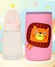 Tinny Tots Baby Premium High Borosilicate Glass Feeding 120ml Bottle Feeder With Animal Bottle Cover Sleeve For Newborn Super Soft Flow Control & Anti Colic Nipple BPA Free (PINK)
