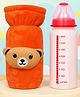 Tinny Tots Baby Premium High Borosilicate Glass Feeding 240 ml Bottle Feeder With Plain Bottle Cover Sleeve For Newborn Super Soft Flow Control & Anti Colic Nipple BPA Free (ORANGE)