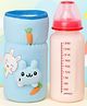 Tinny Tots Baby Premium High Borosilicate Glass Feeding 240 ml Bottle Feeder With Cotton Soft Plush Bottle Cover Sleeve For Newborn Super Soft Flow Control & Anti Colic Nipple BPA Free (BLUE)