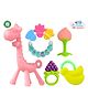 The Cheeky Kidzz Baby Premium 3 Soft Silicone Molar Teether With 1 Giraffe Shape Teething Toys And 1 Ring Rattle Teether BPA Free (MULTI-COLOURS)