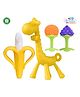 The Cheeky Kidzz Baby Silicone Giraffe Teether|1 Soft Bristle Banana Toothbrush And 2 Fruit Shape Teethers BPA Free (ASSORTED COLOURS)