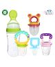 The Cheeky Kidzz Baby 1 Silicone Spoon Bottle Feeder With 3 Fruit Nibbler Soother And 1 Pacifier BPA Free (ASSORTED COLOURS)