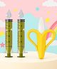 The Cheeky Kidzz Baby 2 Pressure Nasal Syringe Nose Suction With 1 Soft Silicone Bristles Banana Teether BPA Free (YELLOW)