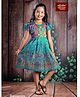 Bhartiya Paridhan Silk Woven Half Sleeves Plated Ethnic Dress With Embroidery - Turquoise