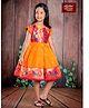 Bhartiya Paridhan Silk Woven Frill Sleeves Plated Ethnic Dress With Peacock Embroidery - Yellow