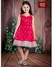 Bhartiya Paridhan Silk Woven Sleeveless Pleated Ethnic Dress with Floral Print - Red