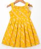 Bhartiya Paridhan Silk Woven Sleeveless Ethnic Dress With Floral Foil Print - Lemon Yellow