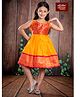 Bhartiya Paridhan Silk Woven Sleeveless Pleated Ethnic Dress With Floral & Peacock Embroidery - Yellow