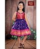 Bhartiya Paridhan Silk Woven Sleeveless Pleated Ethnic Dress With Floral & Peacock Embroidery - Purple