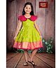 Bhartiya Paridhan Silk Woven Sleeveless Pleated Ethnic Dress With Peacock Embroidery - Lime Green