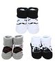 Babymoon Cotton Pack Of 3 Bow Applique Detailed & Moustache Designed Anti Skid Socks - Black