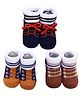 Babymoon Set Of 3 Mock Shoe Designed Anti Slip Socks - Coffee