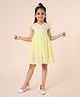 PINK MERMAID Cotton Blend Knit Cap Sleeves Floral Embroidered Lace Detailed Dress - Yellow