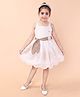 PINK MERMAID Linen Knit Sleeveless Floral Embroidered Pleated Dress With Belt - Brown