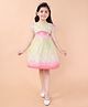 PINK MERMAID Cotton Knit Half Puffed Sleeves Ombre & Floral Embroidered Dress - Yellow