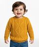 Babyoye Knit Full Sleeves Pullover Sweater With Cable Knit Design - Yellow