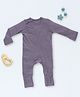 Cocoon Care Bamboo Knit Full Sleeves Solid Reversible Mittens & Socks Detailed Sleepsuit - Purple