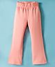 Kookie Kids India Cotton Knit Full Length Fit & Flared Solid Colour Pant - Peach