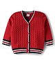 Babyhug Knitted Full Sleeves Front Open Sweater With Cable Knit Design - Red
