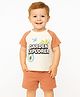 JusCubs Cotton Knit Half Raglan Sleeves Garden Explorer Text Printed Tee & Shorts Set - White