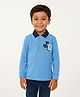 JusCubs Cotton Full Sleeves Brand Initials Embroidered Polo Tee - Blue