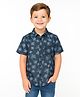 JusCubs Cotton Woven Half Sleeves Palm Tree Printed Shirt - Navy Blue