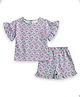 JusCubs Cotton Knit Half Bell Sleeves Floral Printed & Top & Shorts Set - Green