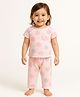 JusCubs Cotton Knit Half Sleeves Flower Printed Coordinating Night Suit Set - Pink
