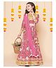 Bitiya By Bhama Cotton Blend Woven Three Fourth Sleeves Gota Lace Embellished & Floral Printed Lehenga & Choli With Dupatta Set - Pink