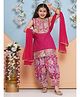Bitiya By Bhama Cotton Woven Sleeveless Floral Printed & Gota Lace Embellished Kurta & Salwar With Dupatta Set - Pink