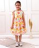 Superminis Rayon Woven Sleeveless Floral Printed Dress - Orange