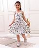 Superminis Rayon Woven Sleeveless Floral Printed Cut Out Detailed Dress - Blue