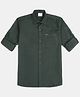 CAVIO Cotton Woven Full Sleeves Solid Shirt - Dark Green