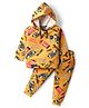 Dapper Dudes Full Sleeves Shoes & Typography Printed Hooded Tee With Coordinating Track Pants Set - Mustard