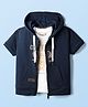 Dapper Dudes Half Sleeves Tiger Foil Printed Hooded Jacket With Tee - Teal Blue