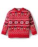 Babyhug Knit Full Sleeves Pullover Sweater with Aztec Design - Red