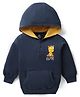 Doodle Poodle 100% Cotton Looper Knit Full Sleeves Hooded Sweatshirt With Giraffe Print & Kangaroo Pockets - Navy Blue