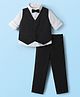 Babyhug Knit Full Sleeves Solid Three Piece Party Suit with Bow - Black