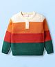 Babyhug Knit Full Sleeves Pullover Sweater with Color Block - Orange