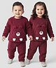 Babyhug Sherpa Fur Knit Full Sleeves Winter Wear Co-ord Set With Applique - Maroon