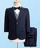 Babyhug Knit Full Sleeves Solid 4 Piece Party Suit With Bow - Navy Blue