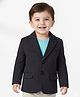 Babyhug Woven Full Sleeves Solid Overcoat Blazer - Navy Blue