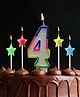 Funcart 4th Birthday Multicolor Star Cake Topper Candle - Pack of 5