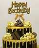 Funcart Happy Birthday Metallic Cake Topper - Golden