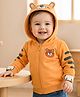 Babyoye 100% Cotton Knit Full Sleeves Hooded SweatJacket with Bear Embroidery & Ear Applique - Orange
