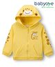 Babyoye 100% Cotton Knit Full Sleeves Hooded SweatJacket with Kangaroo Pocket Giraffe Graphic & Embroidery - Yellow
