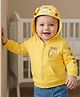 Babyoye 100% Cotton Knit Full Sleeves Hooded SweatJacket with Kangaroo Pocket Giraffe Graphic & Embroidery - Yellow