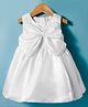 Babyhug Woven Sleeveless Solid Party Dress With Pearl Bow Appllique - White