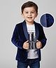 Babyhug Velour Knit Full Sleeves Solid Blazer With Strong Text Printed T-Shirt - Navy Blue & White
